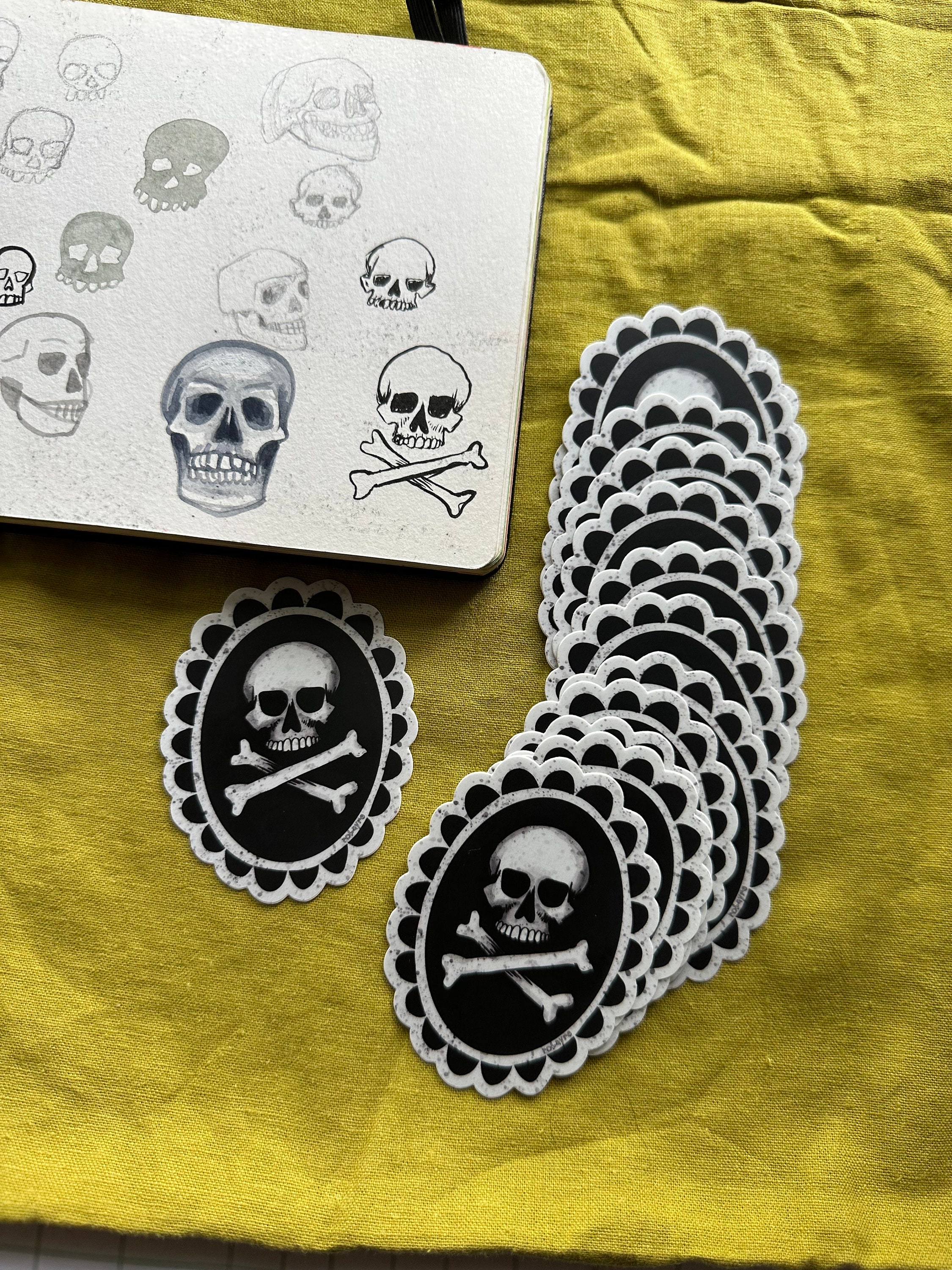 Crossbones Sticker Skull and Crossbones Sticker Vinyl Decal Diecut Halloween Pirate ...