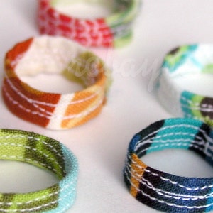 3 Quilted Fabric Rings image 1