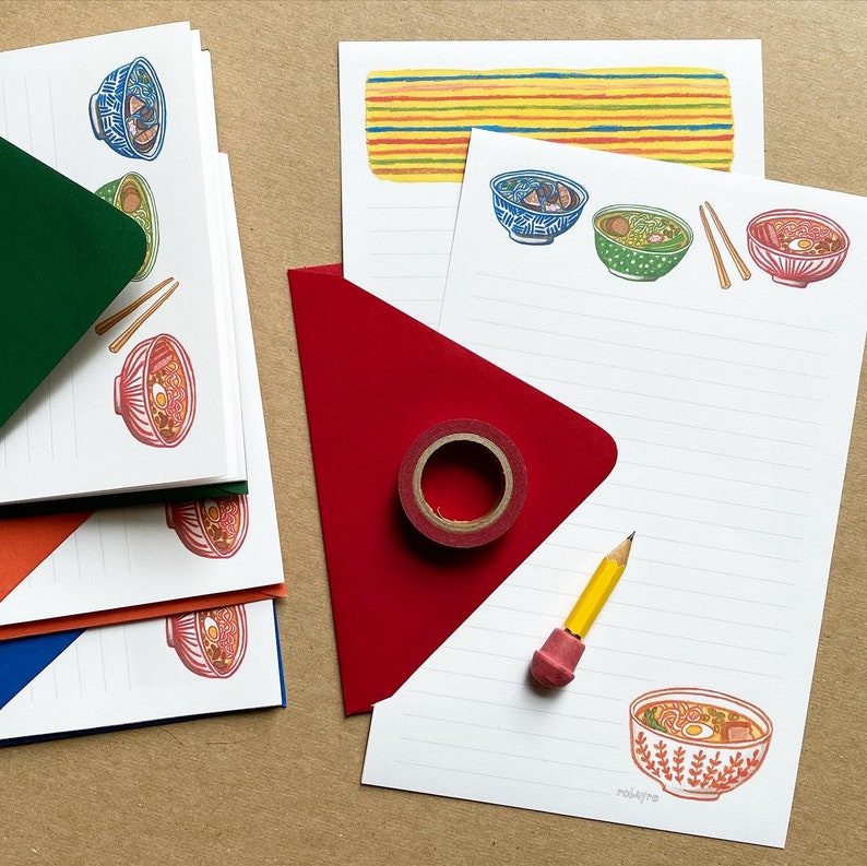 Ramen Illustration Stationery Paper Set Letter Writing Paper | Etsy