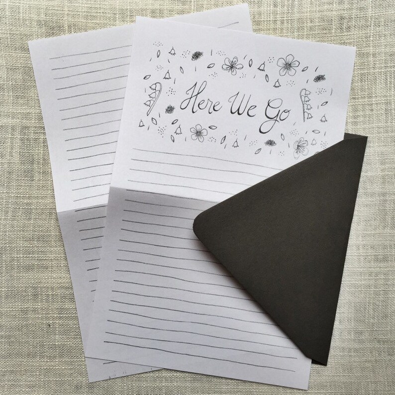 Letter Writing Stationery Set Here We Go Letter Writing Paper Etsy