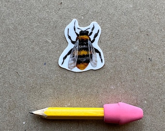 Illustrated Honey Bee Sticker: Matte Vinyl Cut by Robayre