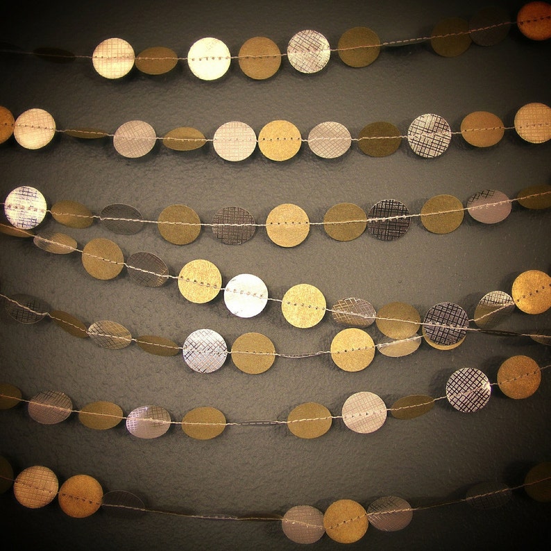 Original Gold and Silver Garland, String of Circles, Paper Garland Christmas Tree image 3