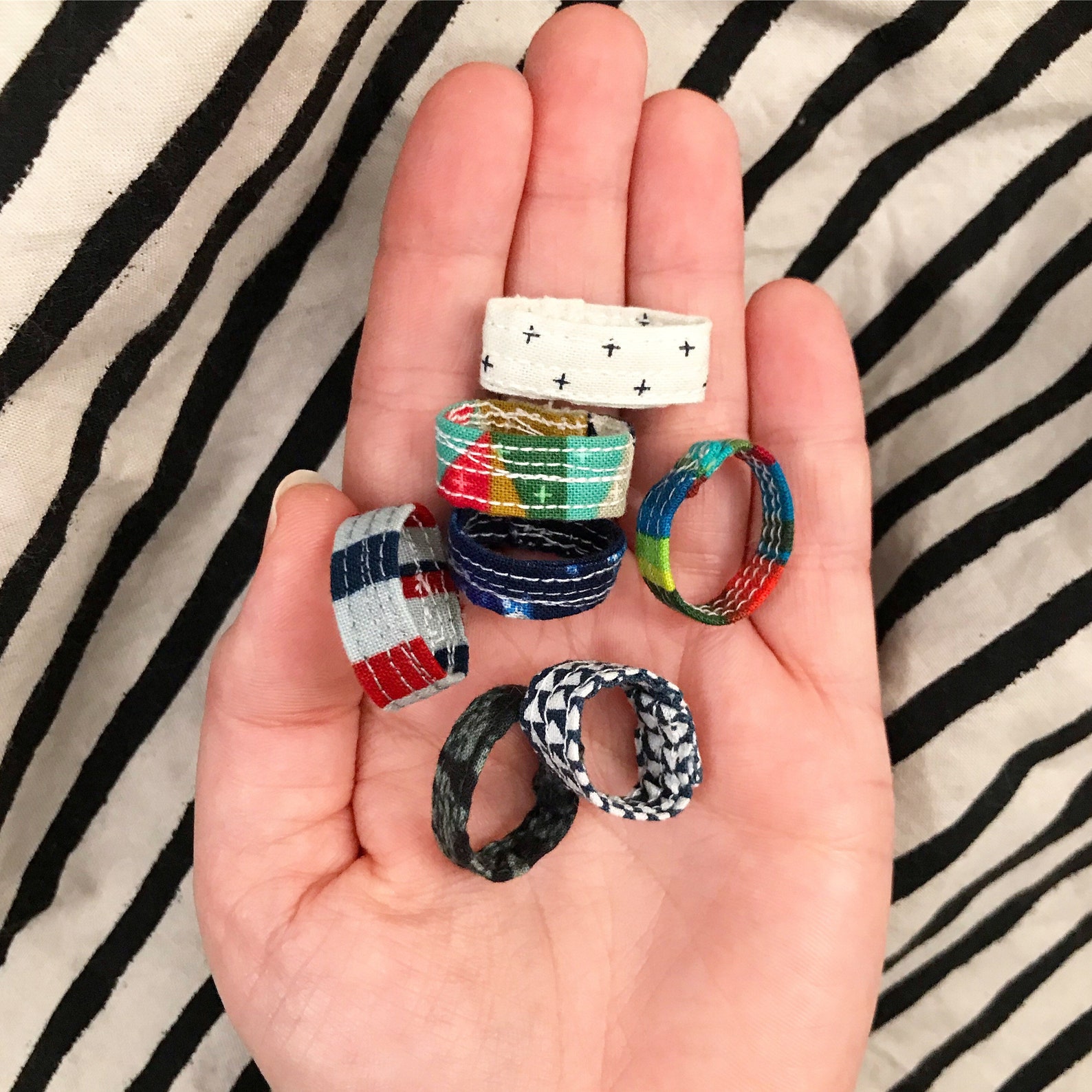 3 Quilted Fabric Rings - Etsy