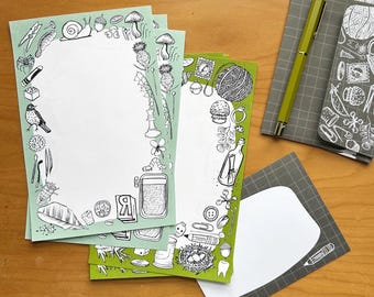 Tiny Treasures stationery set, letter writing paper and envelopes, inktober, illustration, Robayre