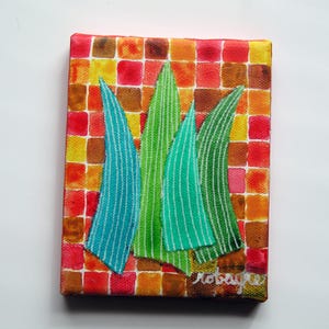 Blades of Grass painting No. 7 - Boxes Red Green