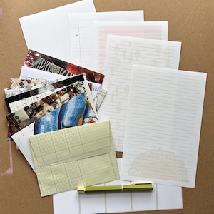Lined Writing Paper and Upcycled Envelope Set Pen Pal Letters