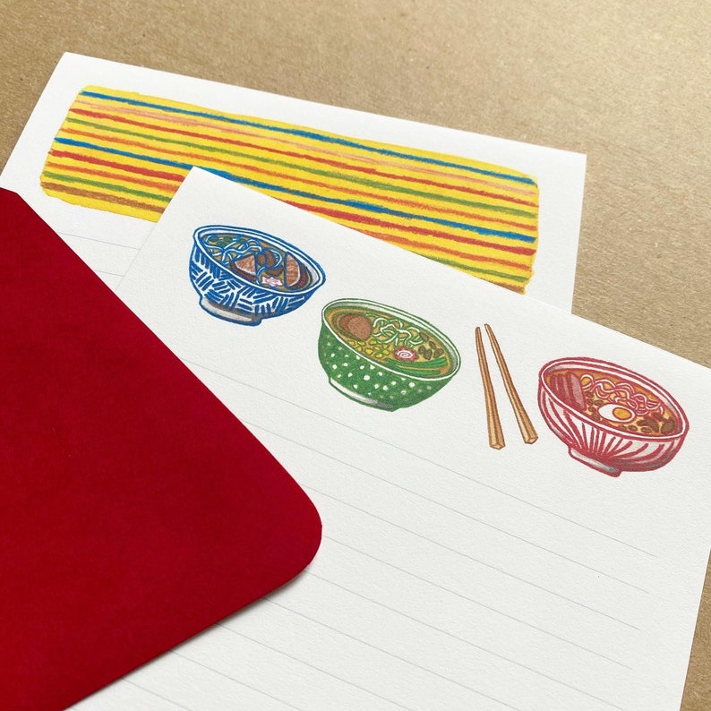 Ramen Illustration Stationery Paper Set Letter Writing Paper | Etsy