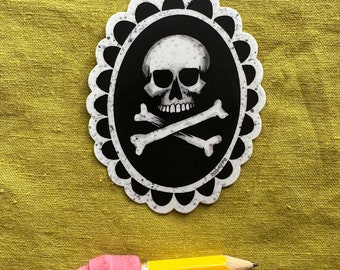 Skull and crossbones sticker vinyl decal diecut Halloween pirate robayre