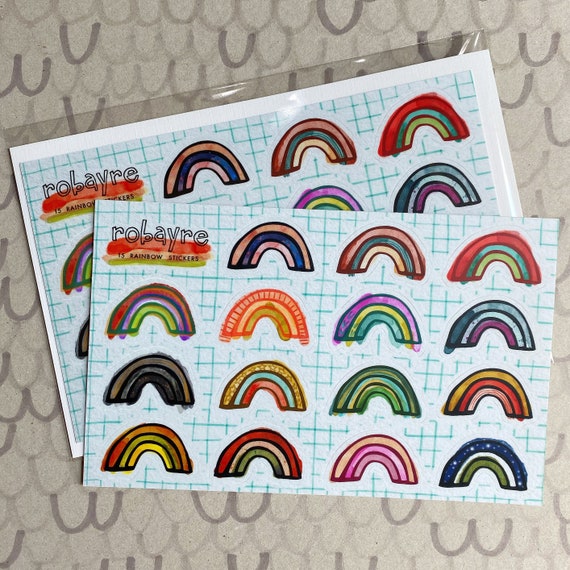 Robayre Rainbow Sticker Sheet, 15 Rainbow Stickers, Weatherproof Sturdy  Vinyl Stickers 