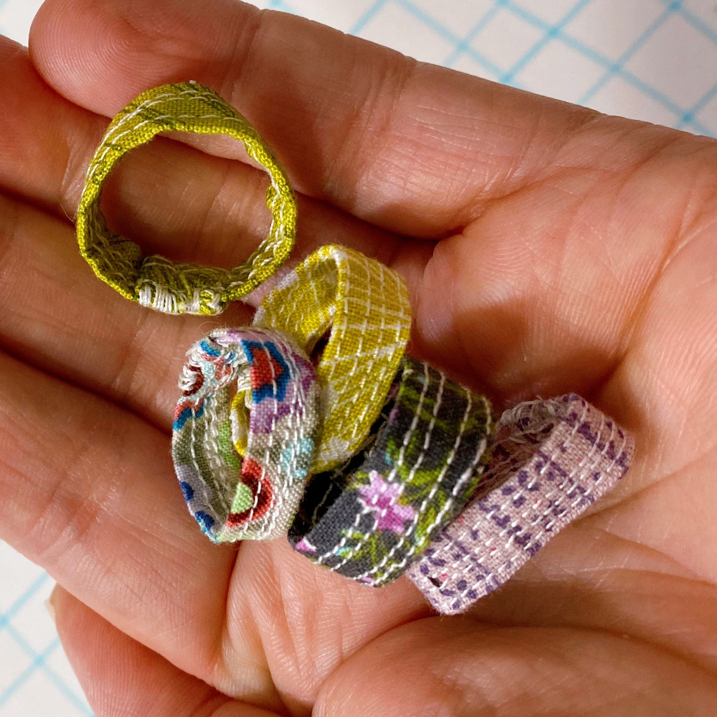 3 Quilted Fabric Rings - Etsy