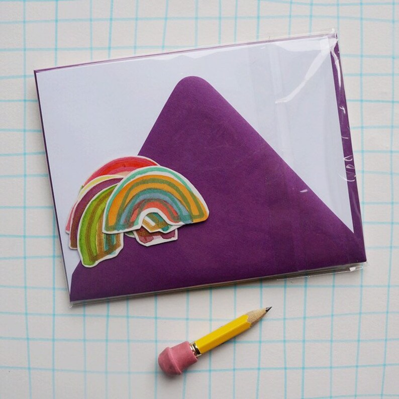 Rainbow Stationery Paper Set Watercolor Lined Letter Writing Etsy