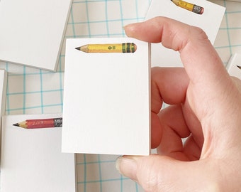 Tiny Pencil Mini Notepad by Robayre watercolor illustration pencils