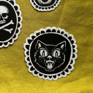 Vintage cat sticker vinyl decal diecut Halloween scary cat robayre image 3