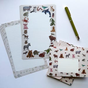 Animal illustration letter writing paper and envelope set by Robayre
