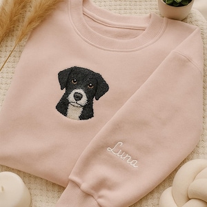 Custom Cat Embroidered Sweatshirt, Custom Pet shirt, Custom Embroidered Pet Hoodie, Personalized Pet Face and Pet name Sweatshirt