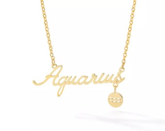 Women&#39;s 18K Gold Plated Star Sign Necklace, Beautiful Gift Idea For Women, Pendant Necklace, Birthday Jewellery