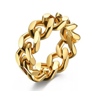 18K Gold Chunky Chain Link Ring