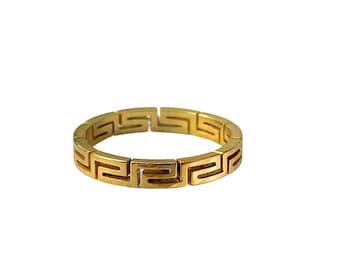 18K Gold Greek Pattern Band Ring, Eternity style ring, Unique Gold Ring,