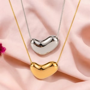 Irregular Heart Necklace, Heart Pendant, Bean Pendant Necklace, Jewlery for her