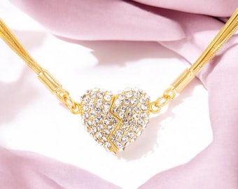 Magnetic Heart Pendant: Zircon Stainless Steel Choker