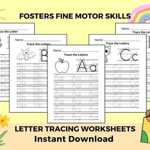 Printable Letter tracing worksheets, letter tracing, Handwriting, ABC tracing, alphabet activities, preschool, kindergarten Alphabet