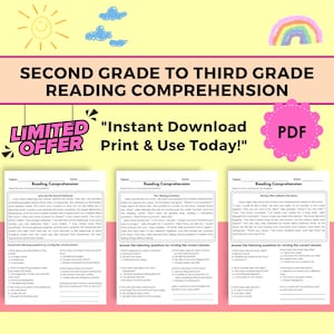 Reading Comprehension for 2nd and 3rd Grade, Reading Passages & Worksheets, Fluency Activity, English Language Arts Printables