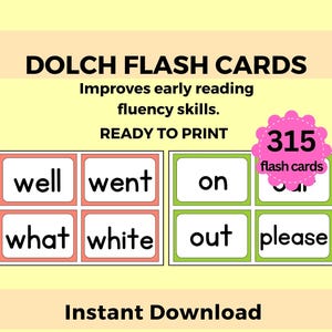 Dolch Sight Words Flashcards | Sight Word Cards for Beginner Readers | High-Frequency Words for Reading Fluency and Early Learning