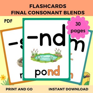 Final Blends Phonics Flashcards | Ending Blends and Consonant Blend Cards | Literacy and Reading Flashcards for Kindergarten and First Grade