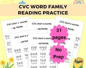CVC Words Printable, Kindergarten Phonics and Reading, Phonics Word Family List, Sight Words, Learn to Read CVC, Teacher Resources