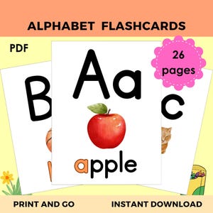 ABC Flashcards | A-Z Cards | Alphabet Flashcard Set for Kids – Letter Recognition and Phonics Cards – Montessori and Kindergarten Learning