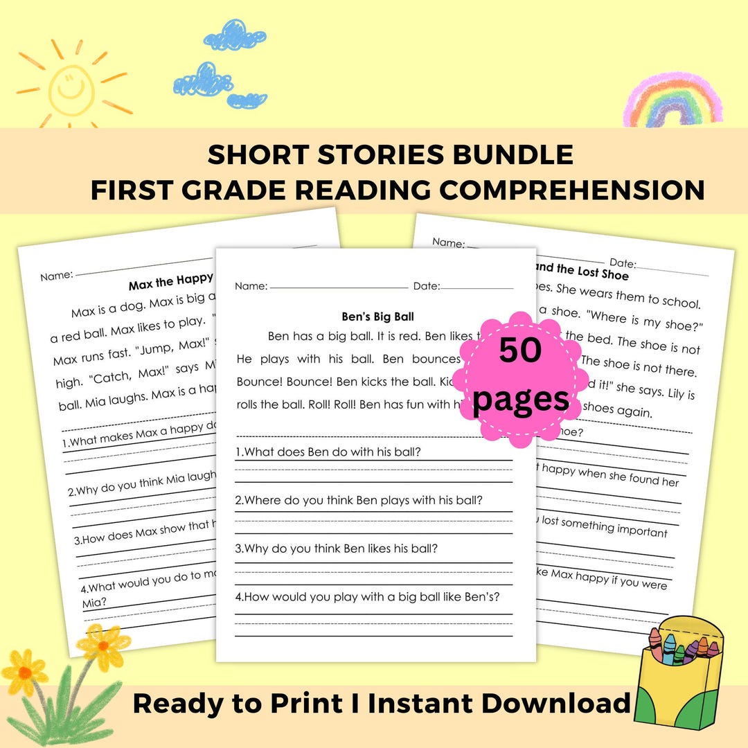 Reading Comprehension Worksheets for 1st Grade Short Stories