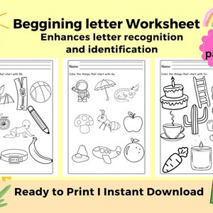 Alphabet Worksheets for Kids | Phonics Printables | Letter Sounds, Beginning and Initial Sounds | Fine Motor Skills | Teacher Resources