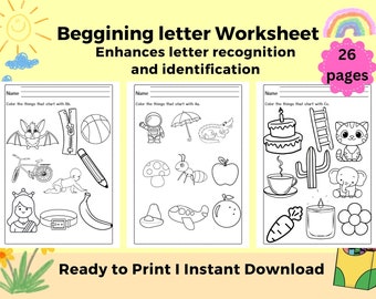 Alphabet Worksheets for Kids | Phonics Printables | Letter Sounds, Beginning and Initial Sounds | Fine Motor Skills | Teacher Resources