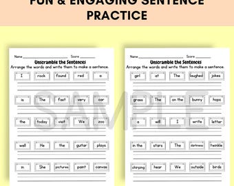 Build a Sentence Worksheets | Sentence Writing and Reading Practice for First Grade | Simple Grammar and Write the Sentence Activities