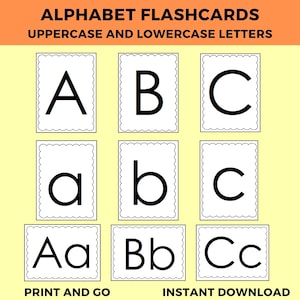 Alphabet Flashcards for Preschool Learning  Uppercase and Lowercase ABC Cards, Printable Alphabet Print for Phonics and Alphabet Learning