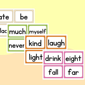 Dolch  Flash Cards, Kinder Homeschool Sight Words, PreK and Kindergarten Learn to Read Printable, Teach Kids to Read