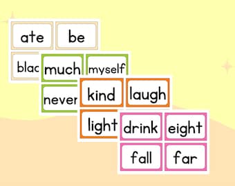 Dolch  Flash Cards, Kinder Homeschool Sight Words, PreK and Kindergarten Learn to Read Printable, Teach Kids to Read
