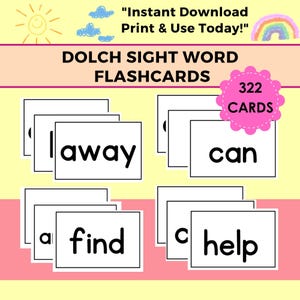 Printable Sight Words | Sight Word Flashcards | Dolch Sight Words for Early Reading, Homeschool, Word Wall & Reading Practice
