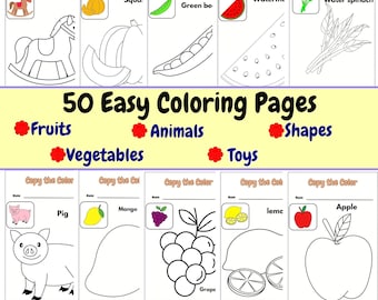 Simple Children's Coloring Page, Easy Printable Coloring for Toddlers, Preschool and Kids Activity, Digital Homeschool Coloring