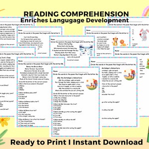 Reading Comprehension Worksheets, Homeschool and Teacher Resources, Kindergarten, First Grade Phonics, Fluency Passages, Learning Materials