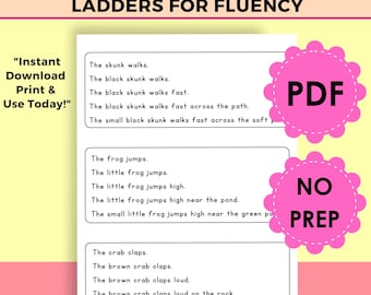 Sentence Ladder for Consonant Blends, Phonics Reading Fluency, Early Literacy Activities, Learn to Read for Kids, First Grade Reading