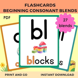 Beginning Blends Flashcards | Phonics Blend Cards | Consonant Blends Printable | Learn to Read | First Grade Reading | Homeschool Resources