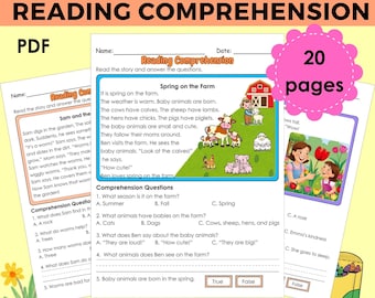 First Grade Reading Comprehension Sheets, Spring Theme Fluency Passages, 1st Grade Reading Worksheets and Activities, Teacher Resources