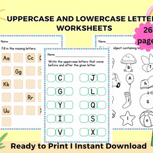 Printable Alphabet Worksheets Uppercase and Lowercase Matching Activity Alphabet Practice for PreK, Kinder Assessment  Big and Small Letters