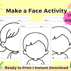 Blank Face Printable Toddler Activity for Learning Emotions, Face Cards for Kids, Drawing Faces for Kindergarten, Preschool Creativity Fun