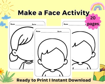 Blank Face Printable Toddler Activity for Learning Emotions, Face Cards for Kids, Drawing Faces for Kindergarten, Preschool Creativity Fun