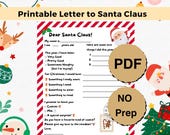 Dear Santa Letter Writing Santa - Kids Santa Letter, Santa Wish List, Santa Claus Letter, North Pole Mail, Christmas Letters and Activity