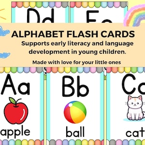 Alphabet Flashcards Printable, ABC Cards for Kids, Alphabet Learning, Phonics, Preschool and Day Care Print, Alphabet Letters