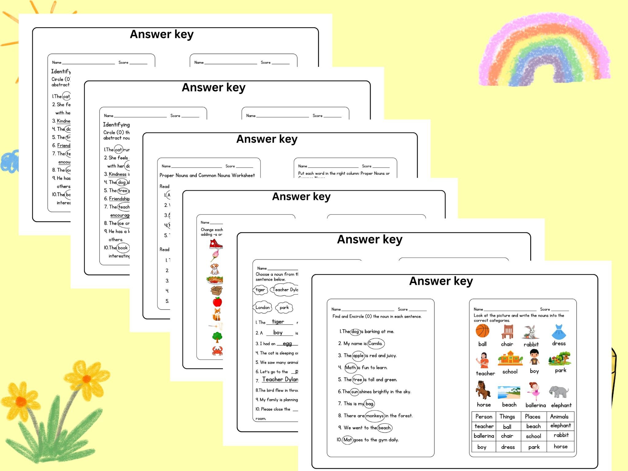Parts of Speech Grammar Worksheets, Kids Grammar Activities, English