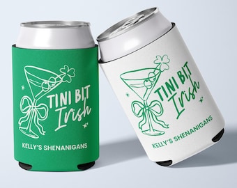 Tini Bit Irish Can Cooler Customized St Patrick’s Day Decor Green Irish Bachelorette Party Can Sleeve For Paddy’s Day Party Favor For Adult